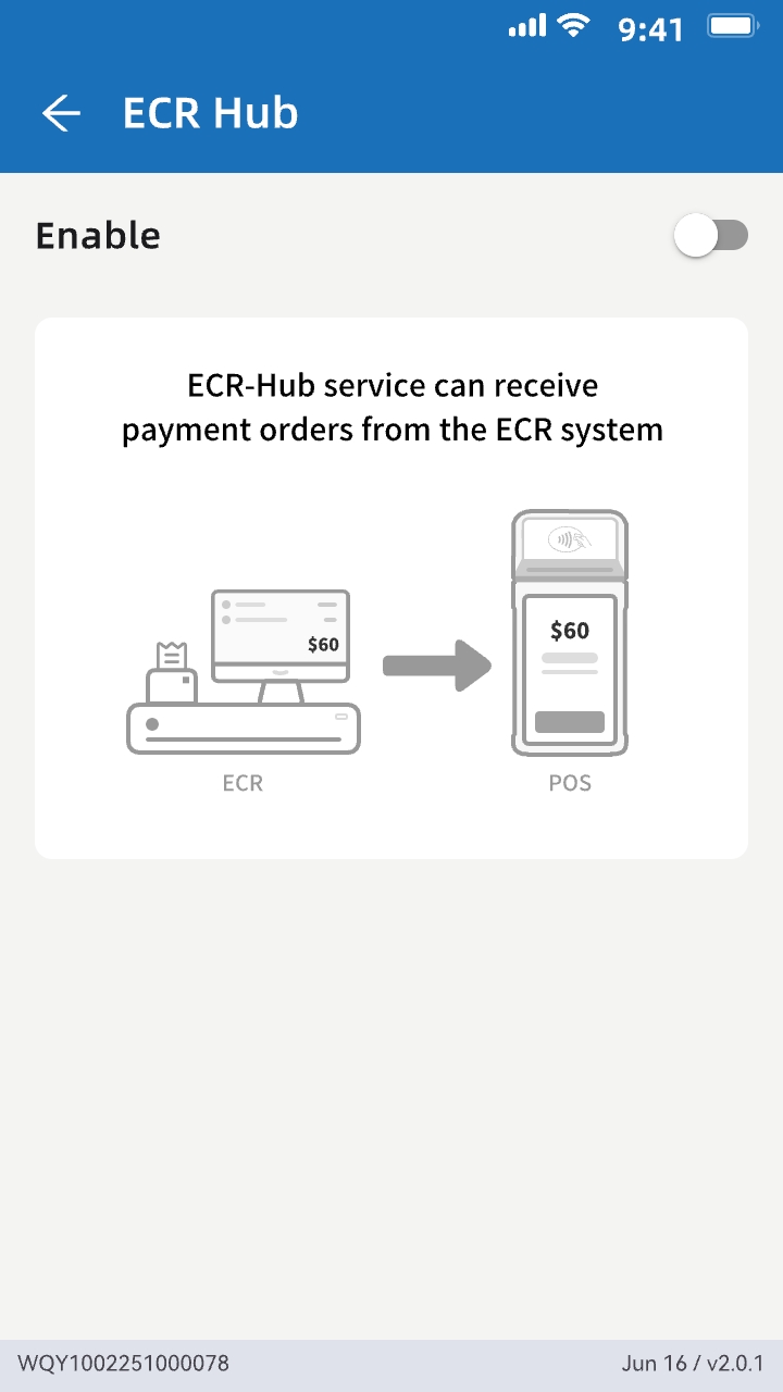 CodePay register USB mode integration setting steps, step 1